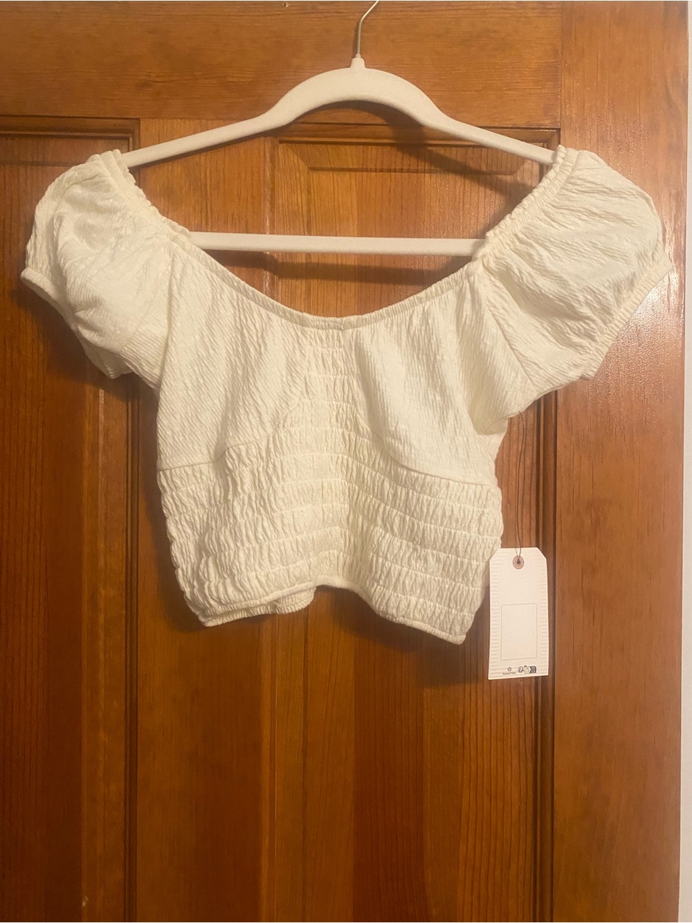 Billabong Smocked Puff Sleeve Crop Top